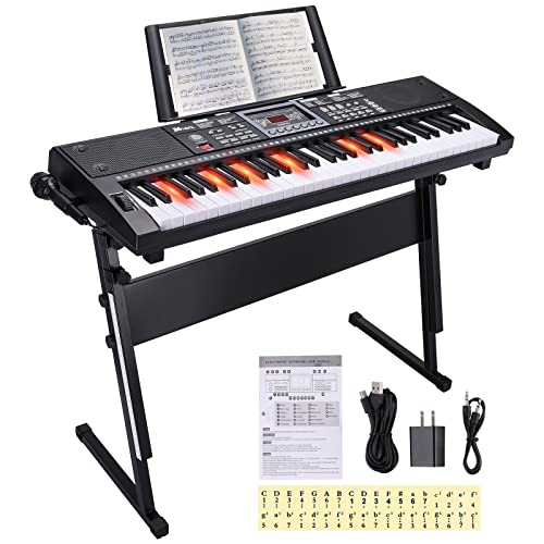 Premium 61 Key Electric Keyboard Piano Bundle (Black)