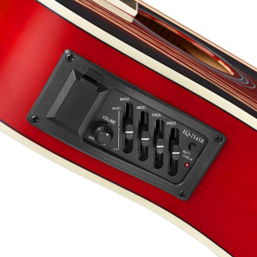 Ashthorpe Full-Size Cutaway Acoustic-Electric Guitar - Premium Red