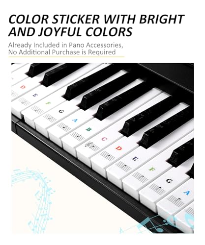 Upgrand 61-Key Foldable Bluetooth Keyboard Piano, Wood Texture