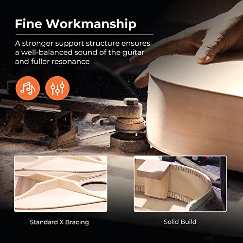 Vangoa Sunburst Acoustic Guitar Bundle for Beginner Teenagers