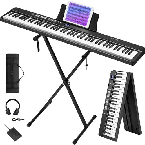 Starfavor Portable 88-Key Folding Electric Piano with Stand