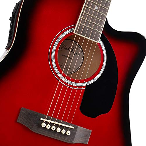 Ashthorpe Full-Size Cutaway Acoustic-Electric Guitar - Premium Red