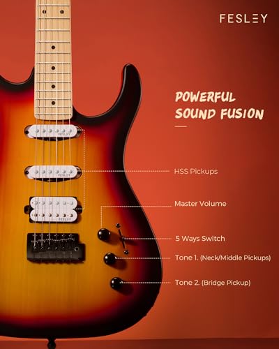 39" Full Size Electric Guitar, ST Style, Right-Handed