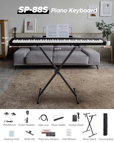 Compact Bluetooth Digital Piano with Full 88 Keys