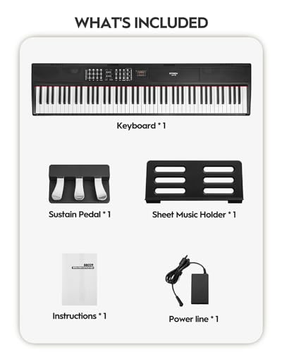 STRICH Digital Piano with weighted keys, 2x15W speakers