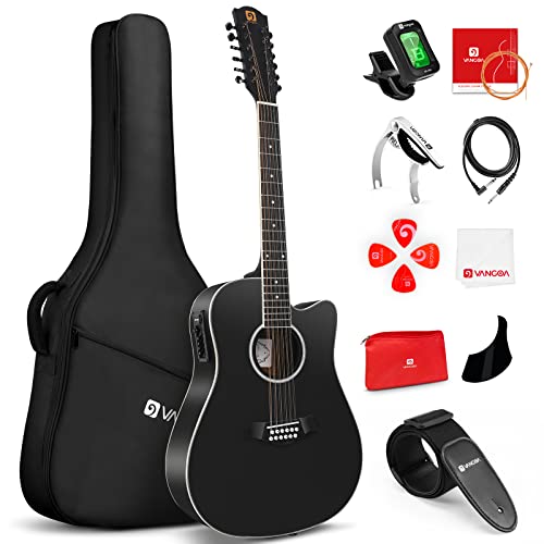 Vangoa 12 String Acoustic Electric Guitar Bundle