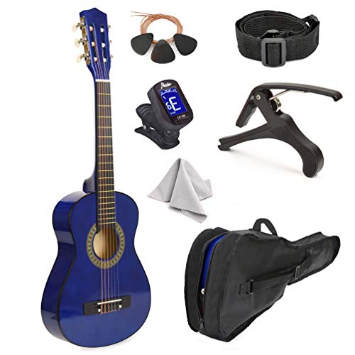 Kids' Blue Wood Guitar Set with Case & Accessories
