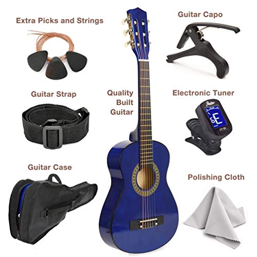 Kids' Blue Wood Guitar Set with Case & Accessories