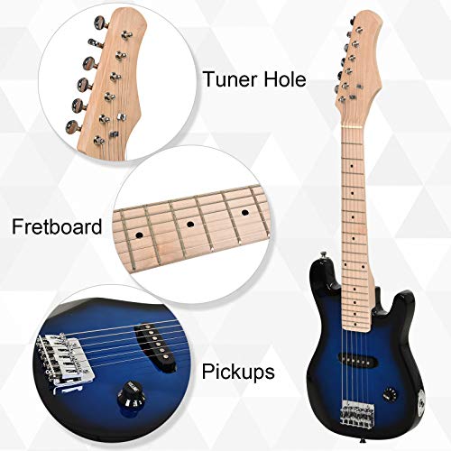 HOMCOM 30" Kids Electric Guitar Starter Kit Blue/Black