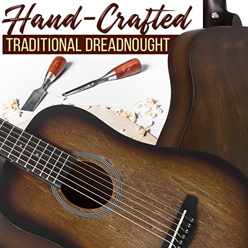 PYLE 34" Acoustic Guitar Kit - 1/2 Size, Brown Burst Matte