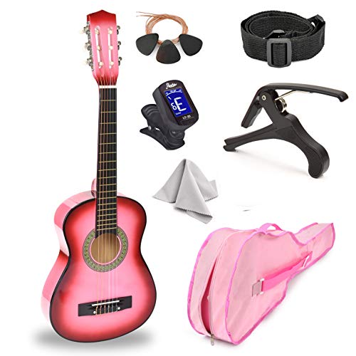 30" Wood Guitar Set for Kids/Beginners (Pink Gradient)
