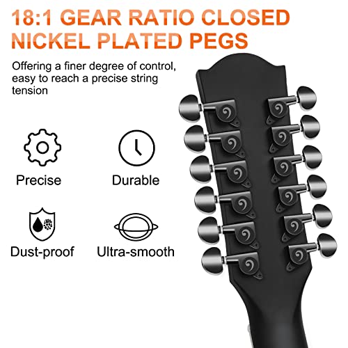 Vangoa 12 String Acoustic Electric Guitar Bundle