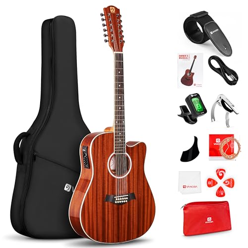 Vangoa 12 String Acoustic Electric Cutaway Guitar Bundle