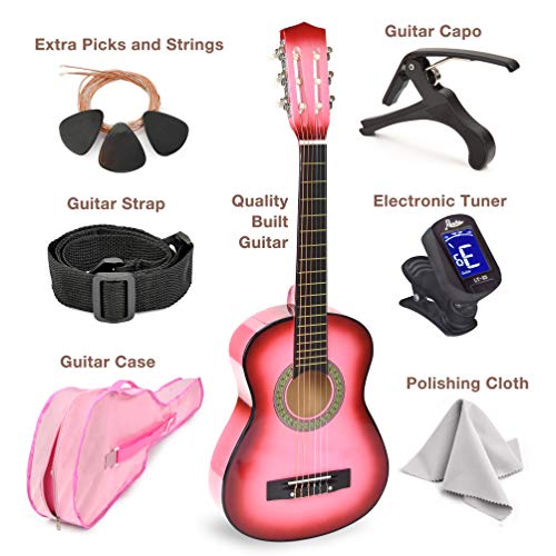 30" Wood Guitar Set for Kids/Beginners (Pink Gradient)