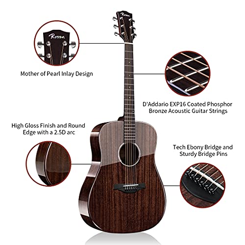 Rosen G31 Black Solid Mahogany Acoustic Guitar Bundle