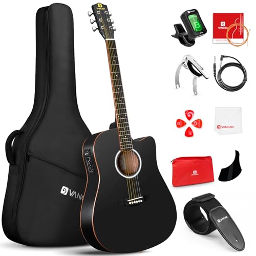 Vangoa Electric Acoustic Guitar Bundle - Matte Black