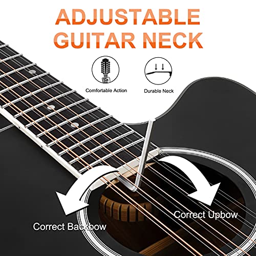 Vangoa 12 String Acoustic Electric Guitar Bundle