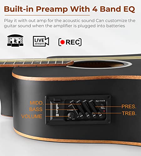 Vangoa Electric Acoustic Guitar Bundle - Matte Black