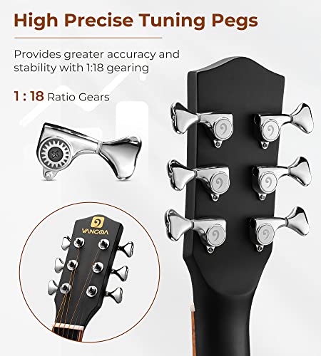 Vangoa Electric Acoustic Guitar Bundle - Matte Black