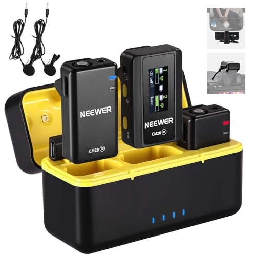 Wireless Lavalier Microphone with Charging Case, Clips & Noise Canceling