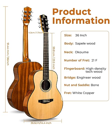 3/4 Size Acoustic Guitar Bundle for Beginners