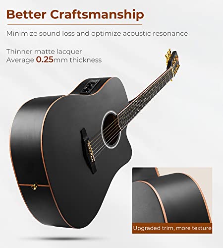 Vangoa Electric Acoustic Guitar Bundle - Matte Black