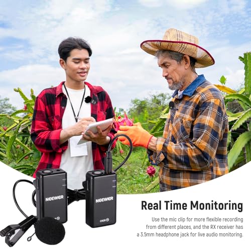 Wireless Lavalier Microphone with Charging Case, Clips & Noise Canceling