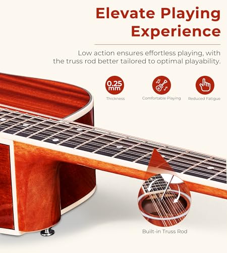 Vangoa 12 String Acoustic Electric Cutaway Guitar Bundle