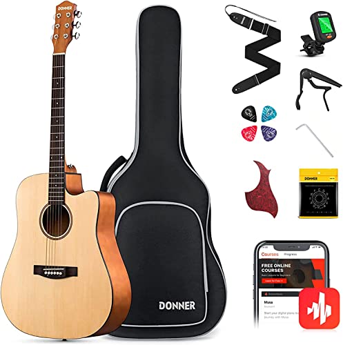 Donner Adult Acoustic Guitar Bundle Kit with Accessories