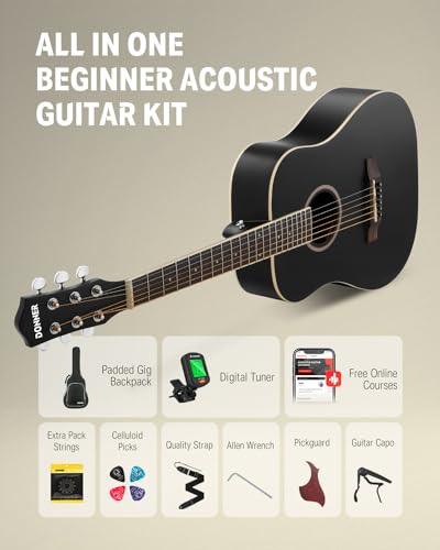 Donner Acoustic Guitar Bundle Kit for Adult Beginners