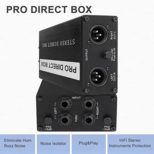 VIP Stereo Direct Box for Musical Instruments (Black)