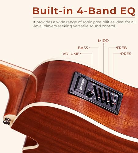 Vangoa 12 String Acoustic Electric Cutaway Guitar Bundle