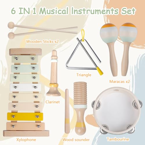 Montessori Wooden Musical Instruments Set for Toddlers 1-3