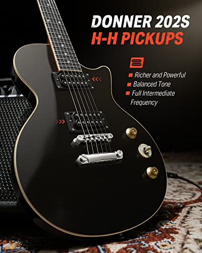 VIP 39" Black LP Electric Guitar Kit, Beginner Package