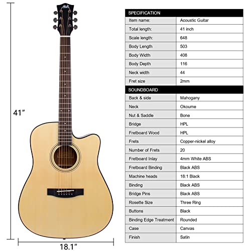 AKLOT 4/4 Acoustic Guitar Bundle for VIP Shoppers
