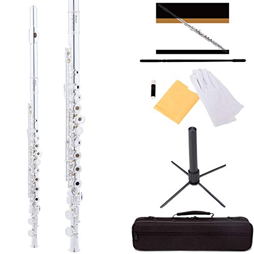Mendini by Cecilio Silver Plated Open Hole C Flute