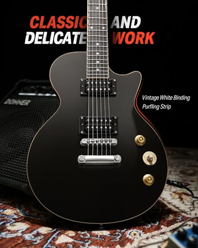 VIP 39" Black LP Electric Guitar Kit, Beginner Package