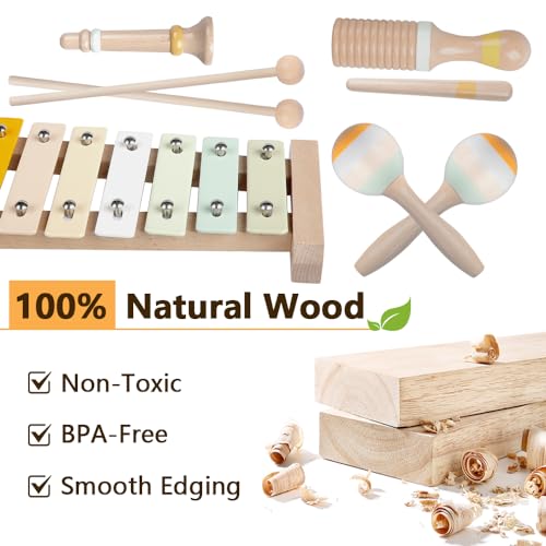 Montessori Wooden Musical Instruments Set for Toddlers 1-3