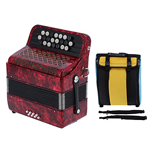 22 Key Professional Accordion with Bag, Beginner Adult (Red)