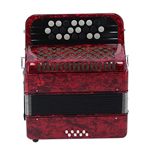 22 Key Professional Accordion with Bag, Beginner Adult (Red)