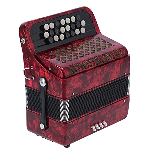 22 Key Professional Accordion with Bag, Beginner Adult (Red)