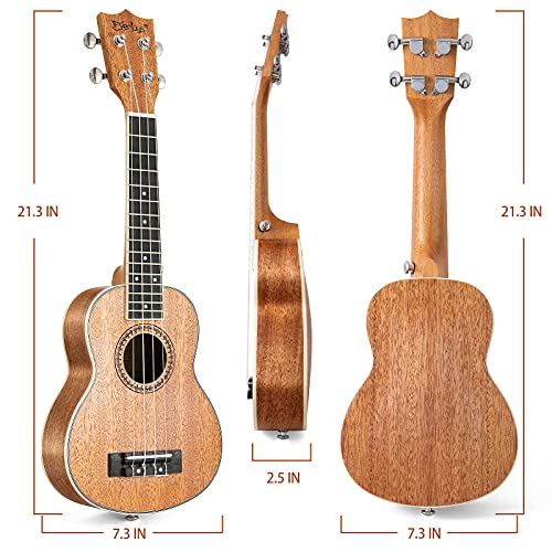Everjoys Soprano Ukulele Mahogany 21 inch - VIP Bundle