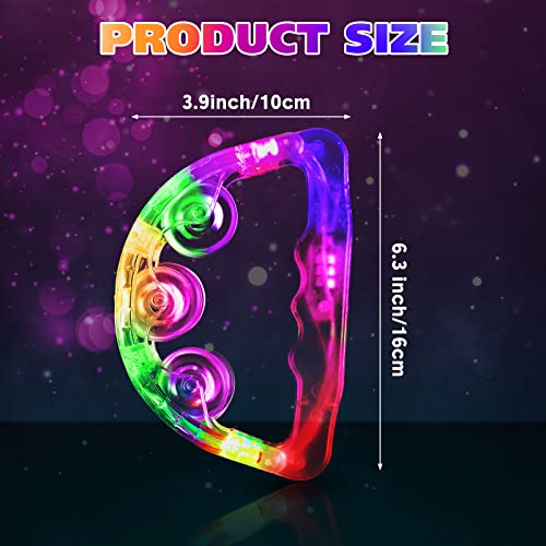 LED Light-Up Tambourines - Party Favor for Teens, Adults