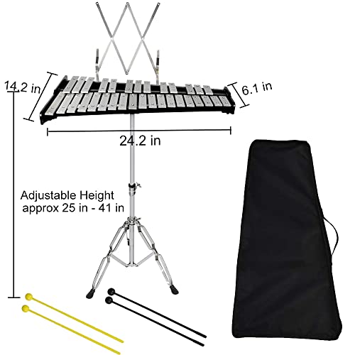ENNBOM 32 Note Black Glockenspiel Xylophone Set