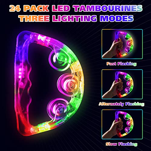 LED Light-Up Tambourines - Party Favor for Teens, Adults
