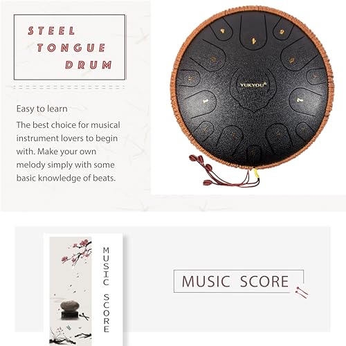 YUKYOU Steel Tongue Drum - 15 Notes, 13