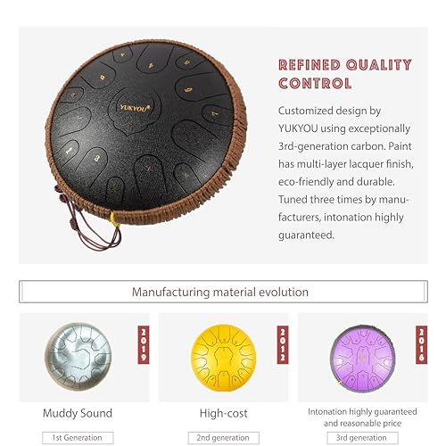 YUKYOU Steel Tongue Drum - 15 Notes, 13