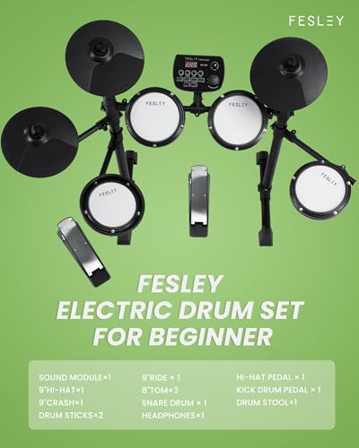 Fesley FED150W Electric Drum Set for Kids