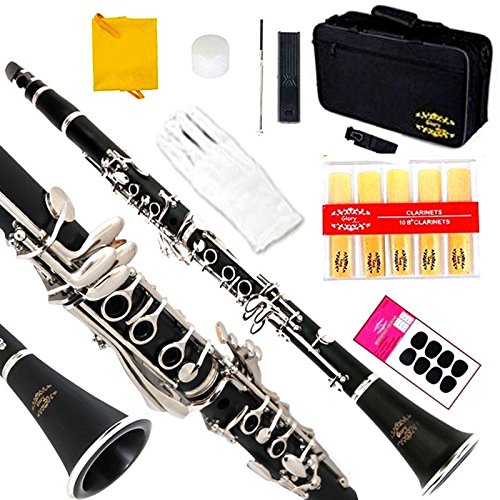 B Flat Clarinet Bundle: Case, 11 Reeds, Care Kit