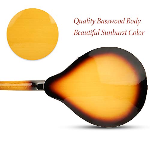 Vangoa Acoustic Mandolin in Sunburst with Accessories